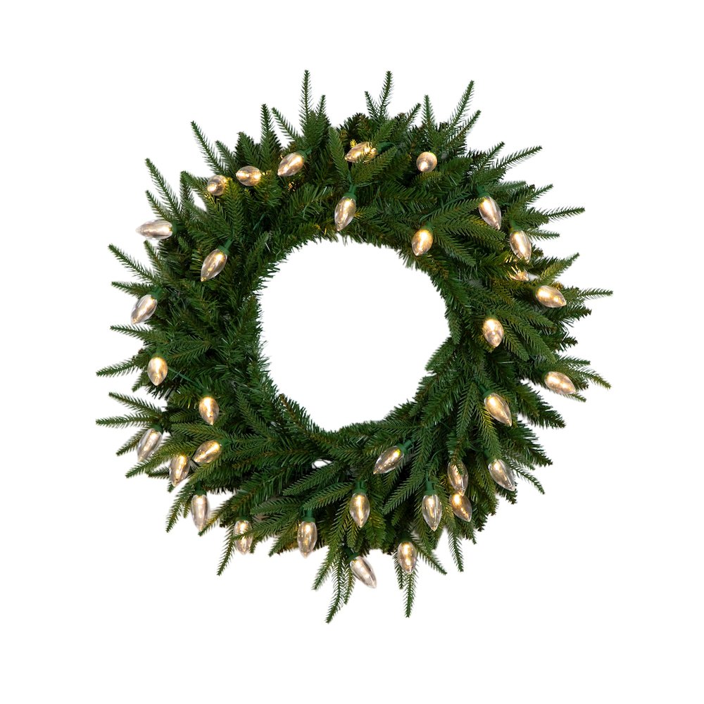 24in. Pre-Lit Artificial Luxembourg Pine Christmas Wreath with 35 LED Lights. Picture 1