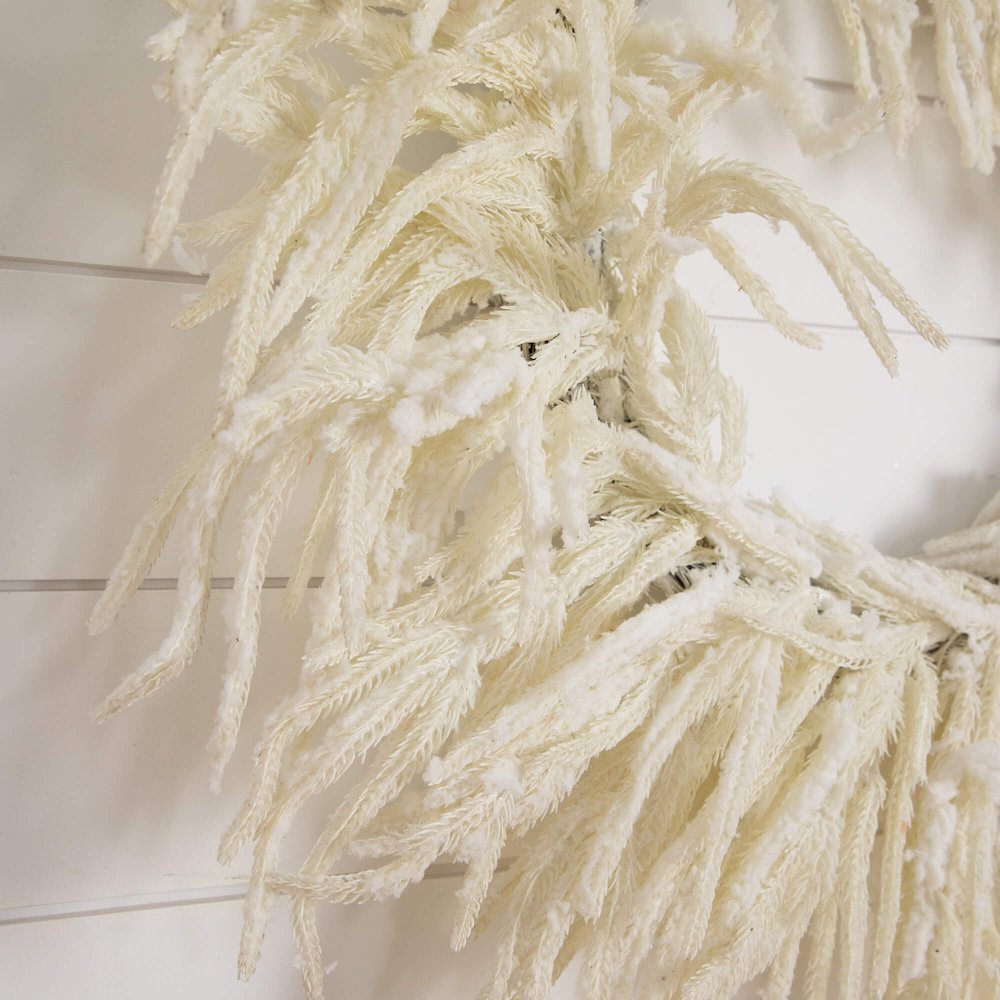 24in. Artificial Real Touch White Norfolk Island Pine Wreath with Natural Look. Picture 5