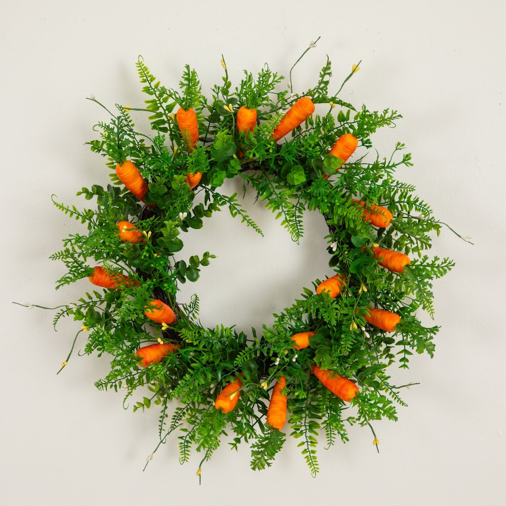 22in. Artificial Easter Fern and Carrots Wreath. Picture 3