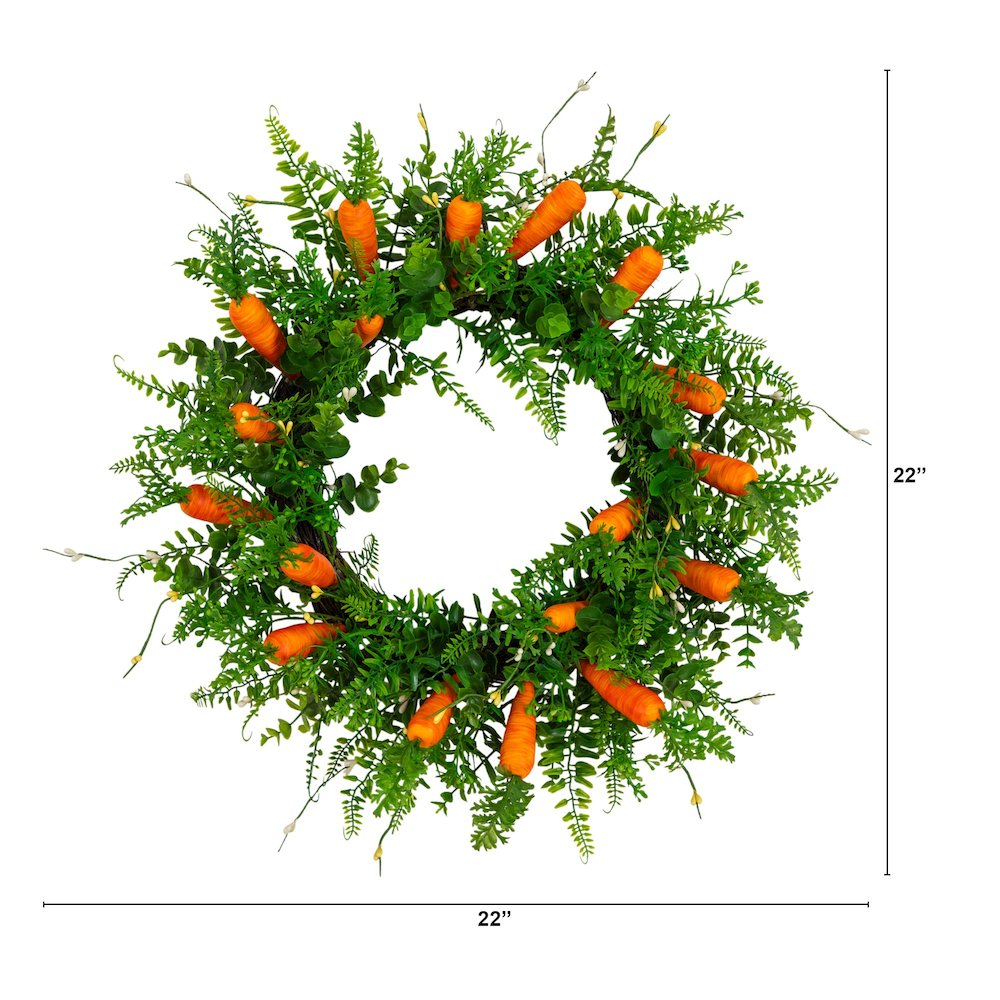 22in. Artificial Easter Fern and Carrots Wreath. Picture 2