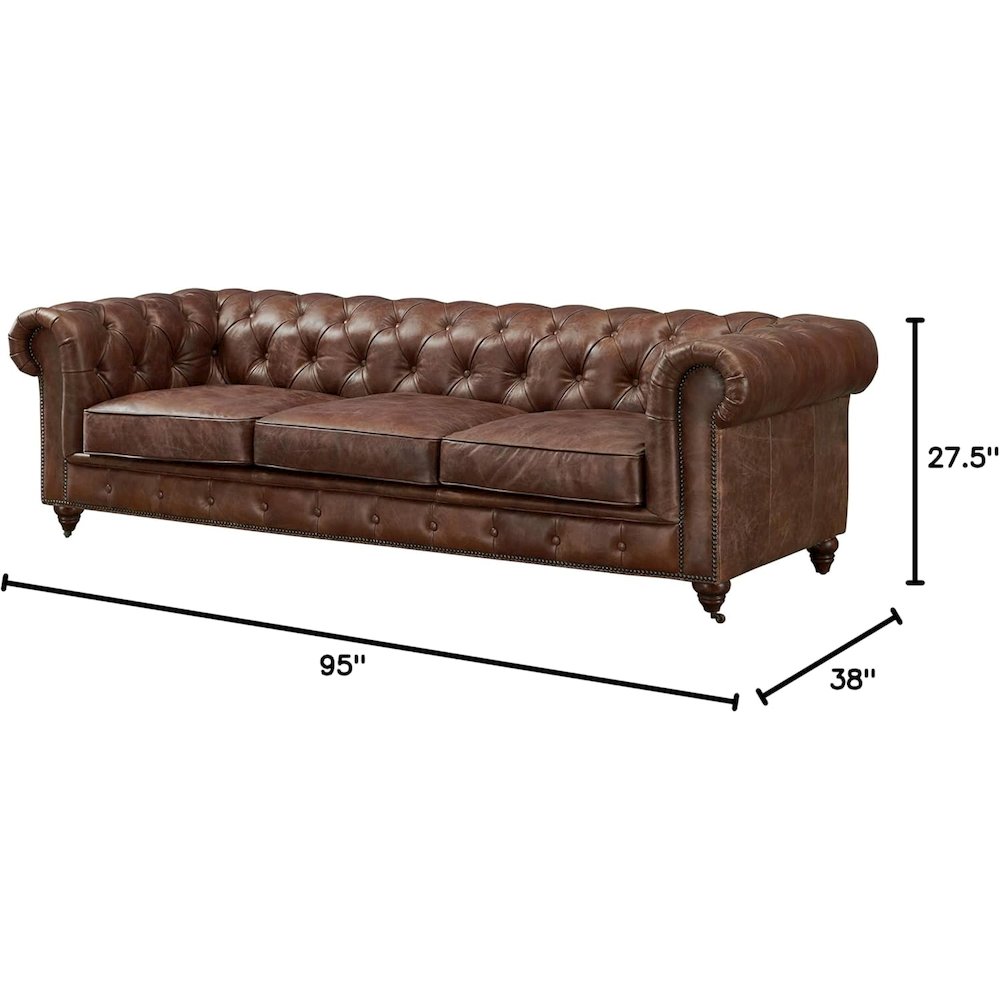 Century Chesterfield Sofa - Dark Brown Leather. Picture 2