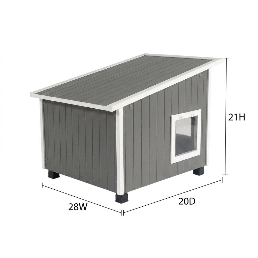 Grey Ecoflex Outdoor Cat House with Traditional Design, Extra Large Size. Picture 7