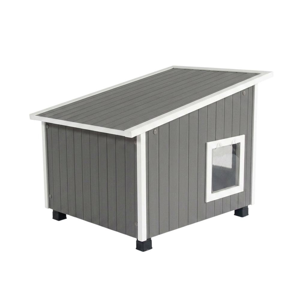 Grey Ecoflex Outdoor Cat House with Traditional Design, Extra Large Size. Picture 1