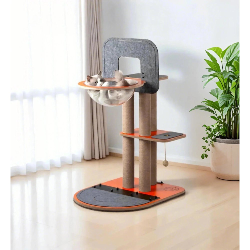 Purr and Play Kitty Basketball Hoop with Scratcher. Picture 1