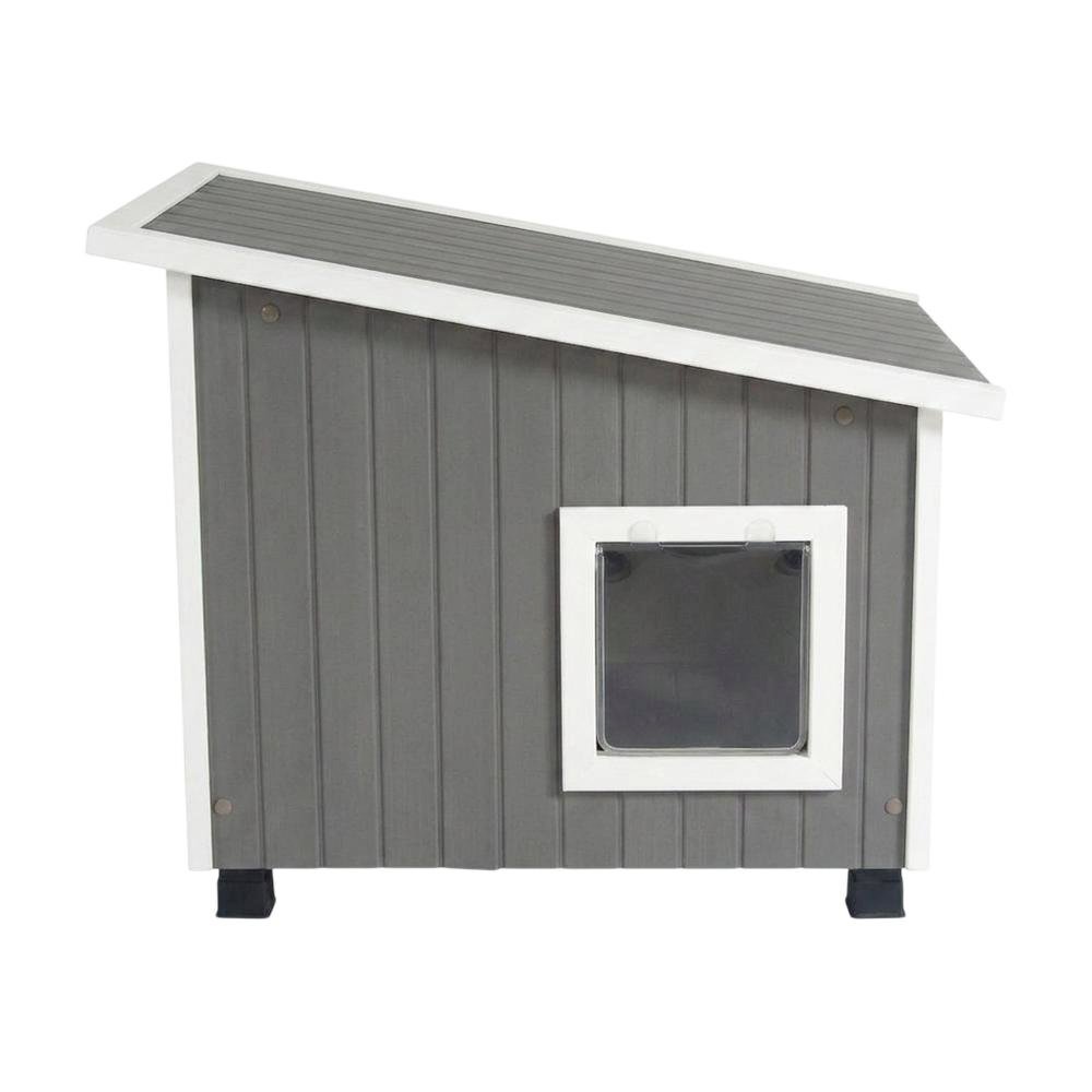 Grey Ecoflex Outdoor Cat House with Traditional Design, Extra Large Size. Picture 6