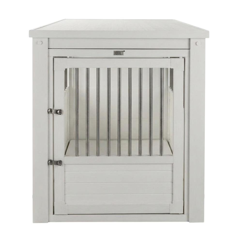 Antique White Dog Crate End Table with Secure Door and Durable Frame. Picture 6