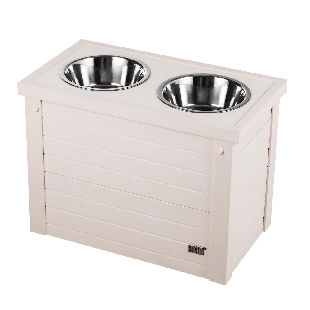 ECOFLEX® Piedmont 2-Bowl Diner with Sliding Lid Storage Bin -Antique White. Picture 1