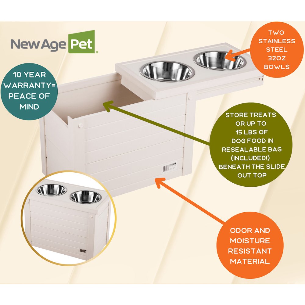 ECOFLEX® Piedmont 2-Bowl Diner with Sliding Lid Storage Bin -Antique White. Picture 9