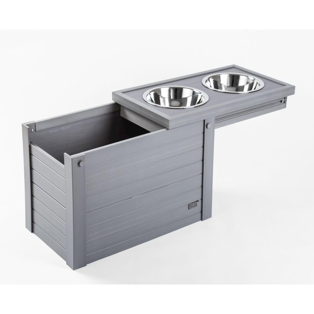 ECOFLEX® Piedmont 2-Bowl Diner with Sliding Lid Storage Bin -Grey. Picture 4