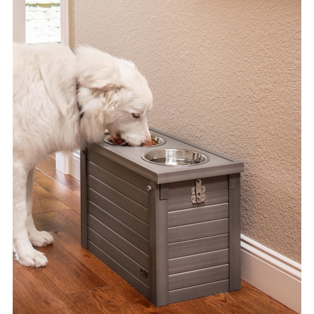 ECOFLEX® Piedmont 2-Bowl Diner with Sliding Lid Storage Bin -Grey. Picture 6