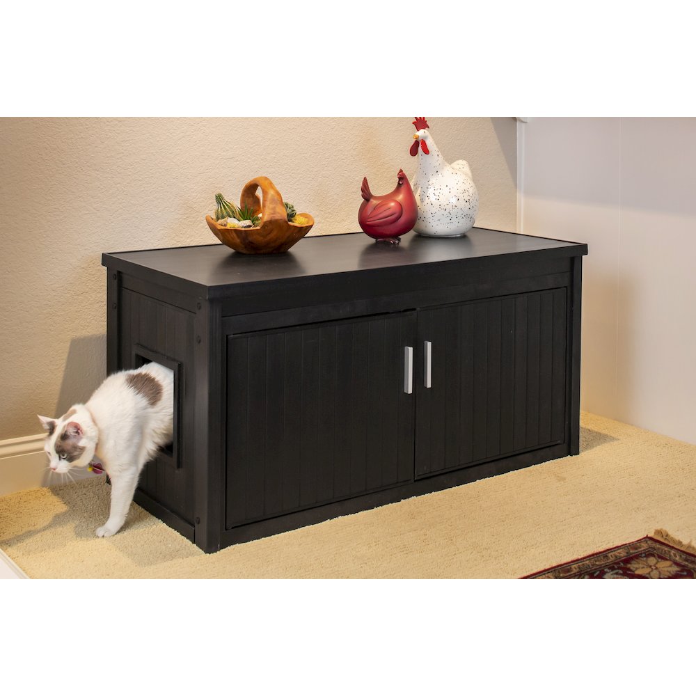ECOFLEX® LitterLoo Bench Litter Box Cover Espresso. Picture 6