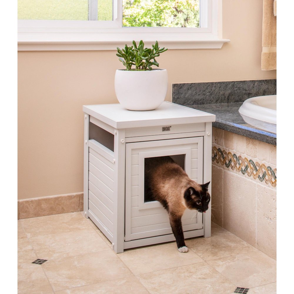 ECOFLEX® Litter Box Cover End Table - Antique White. Picture 5