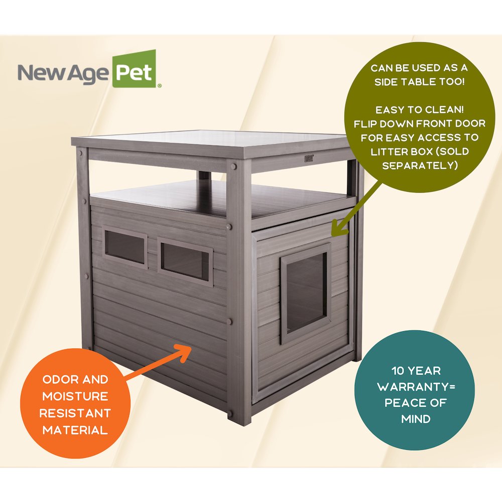 ECOFLEX® Jumbo Litter Box Cover End Table - Grey. Picture 9