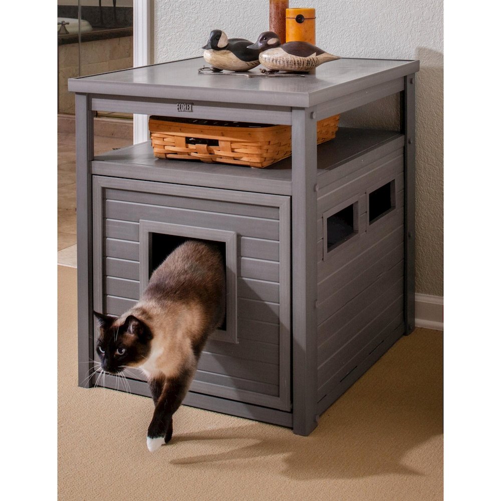 ECOFLEX® Jumbo Litter Box Cover End Table - Grey. Picture 6