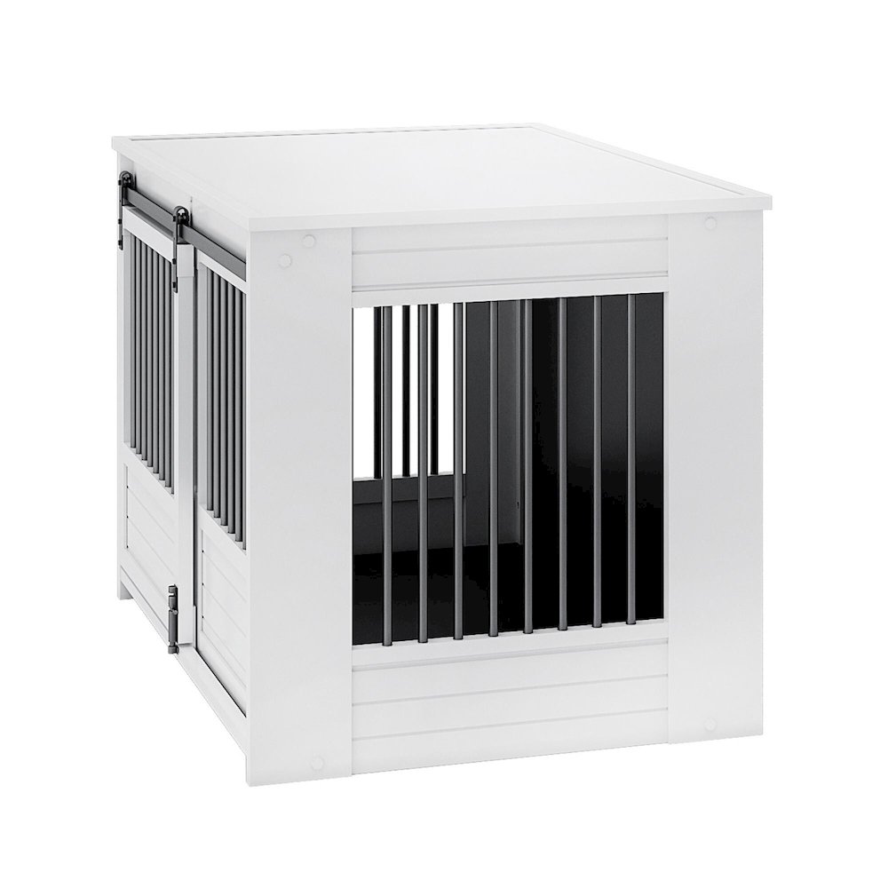 ECOFLEX Barn Door Dog Crate End Table - Antique White Large. Picture 4