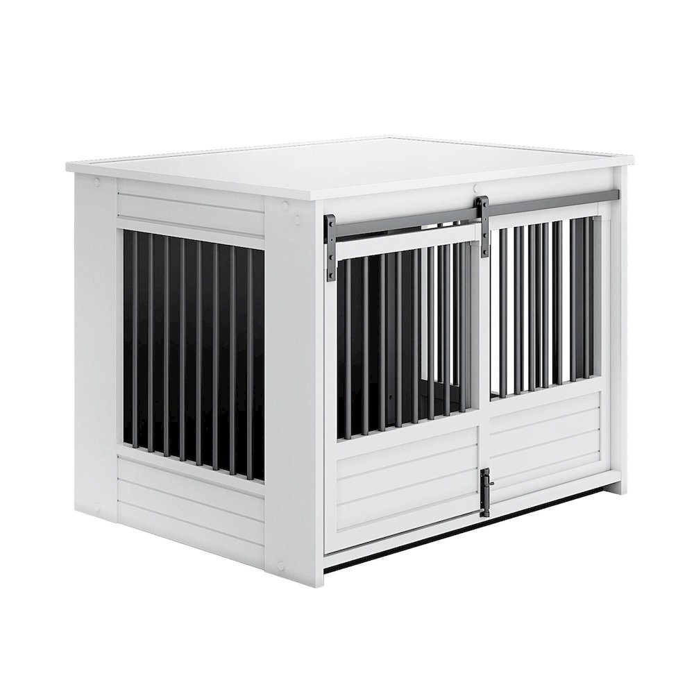 ECOFLEX Barn Door Dog Crate End Table - Antique White Large. Picture 5
