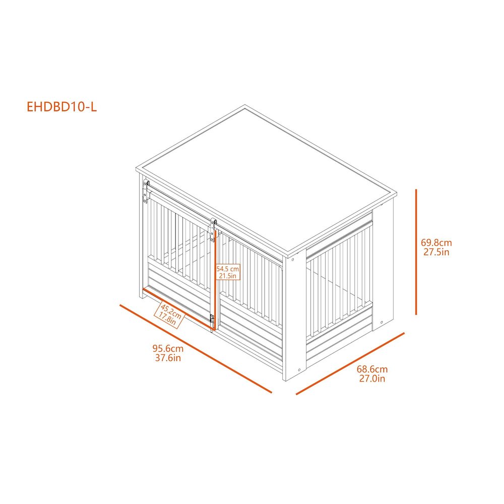 ECOFLEX Barn Door Dog Crate End Table - Antique White Large. Picture 7