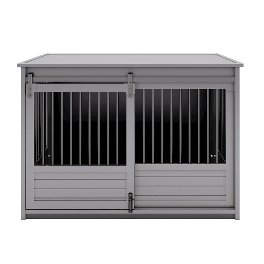 ECOFLEX Barn Door Dog Crate End Table - Gray X-Large. Picture 1