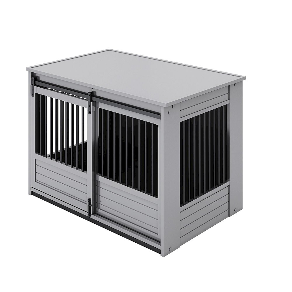 ECOFLEX Barn Door Dog Crate End Table - Gray X-Large. Picture 2