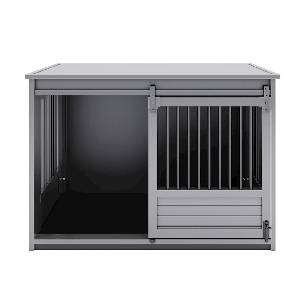 ECOFLEX Barn Door Dog Crate End Table - Gray X-Large. Picture 4