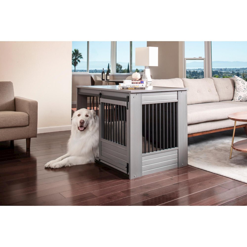 ECOFLEX Barn Door Dog Crate End Table - Gray X-Large. Picture 6
