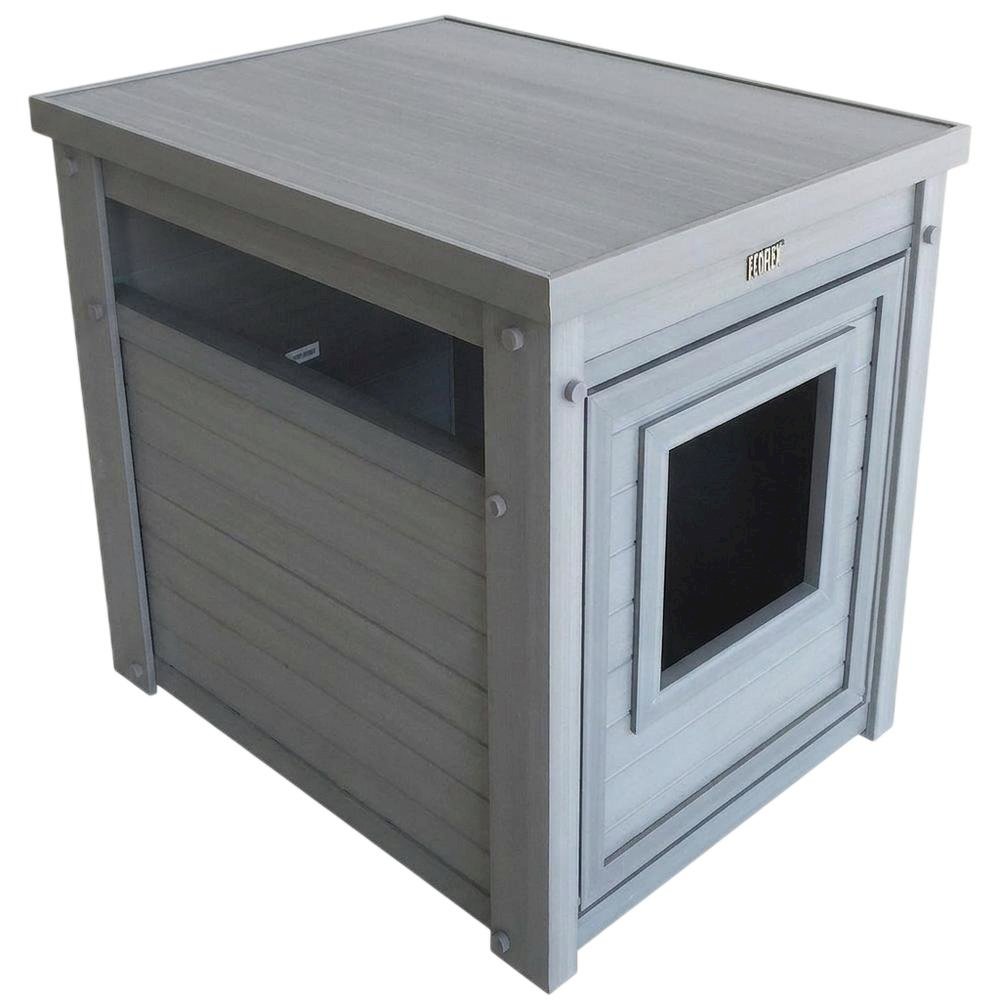 Grey ECOFLEX® Litter Box Cover End Table with Door Access. Picture 1