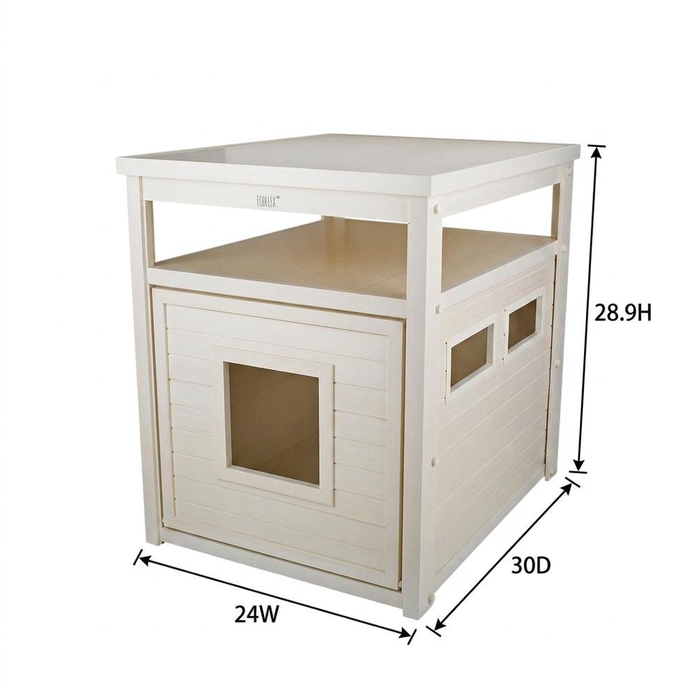 Antique White Jumbo Cat Litter Box Cover End Table with Wipe Surface. Picture 7