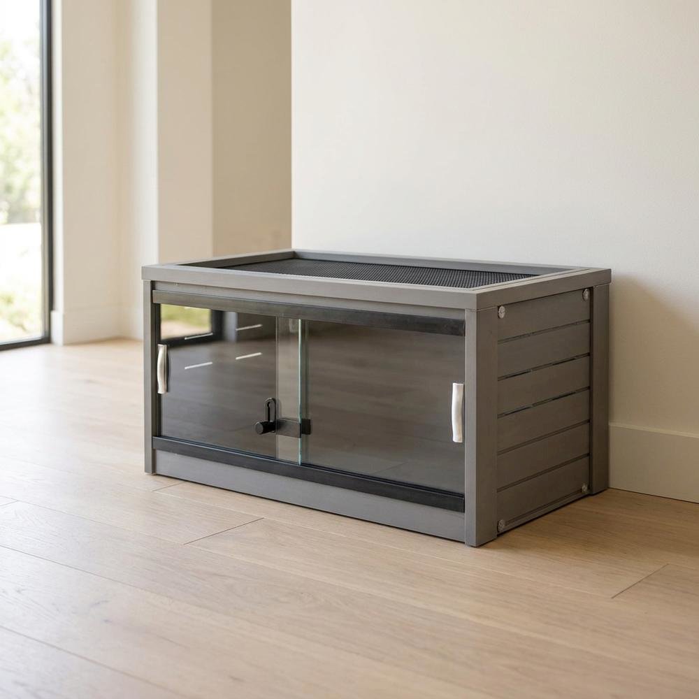 Grey reptile lounge bed with padded interior and durable design. Picture 3