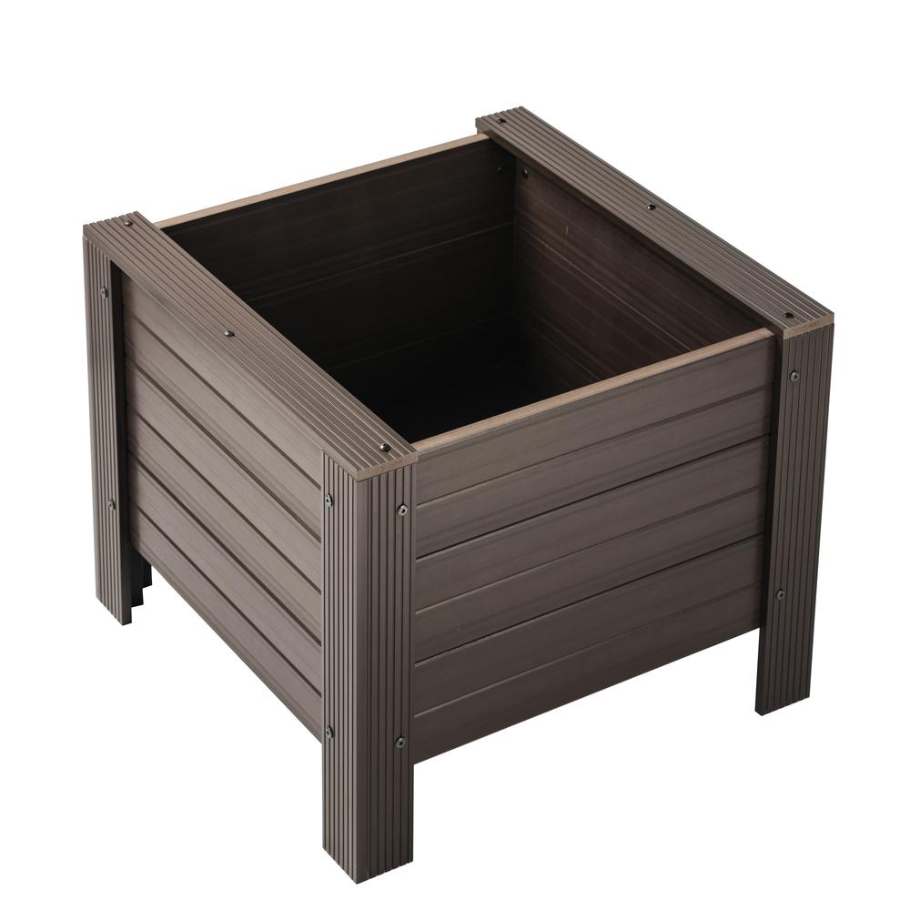 24" ECOFLEX Square Planter, Walnut. Picture 1