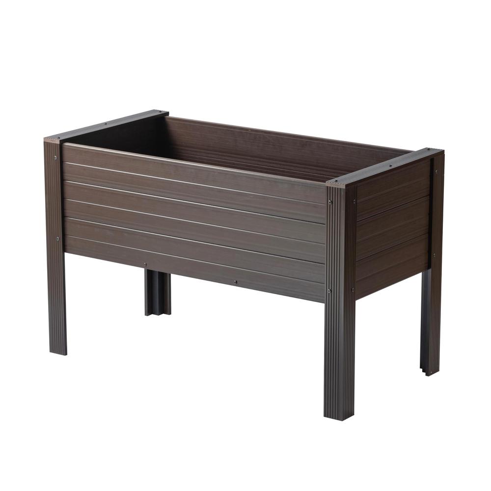 48" ECOFLEX Elevated Planter, Walnut. Picture 1
