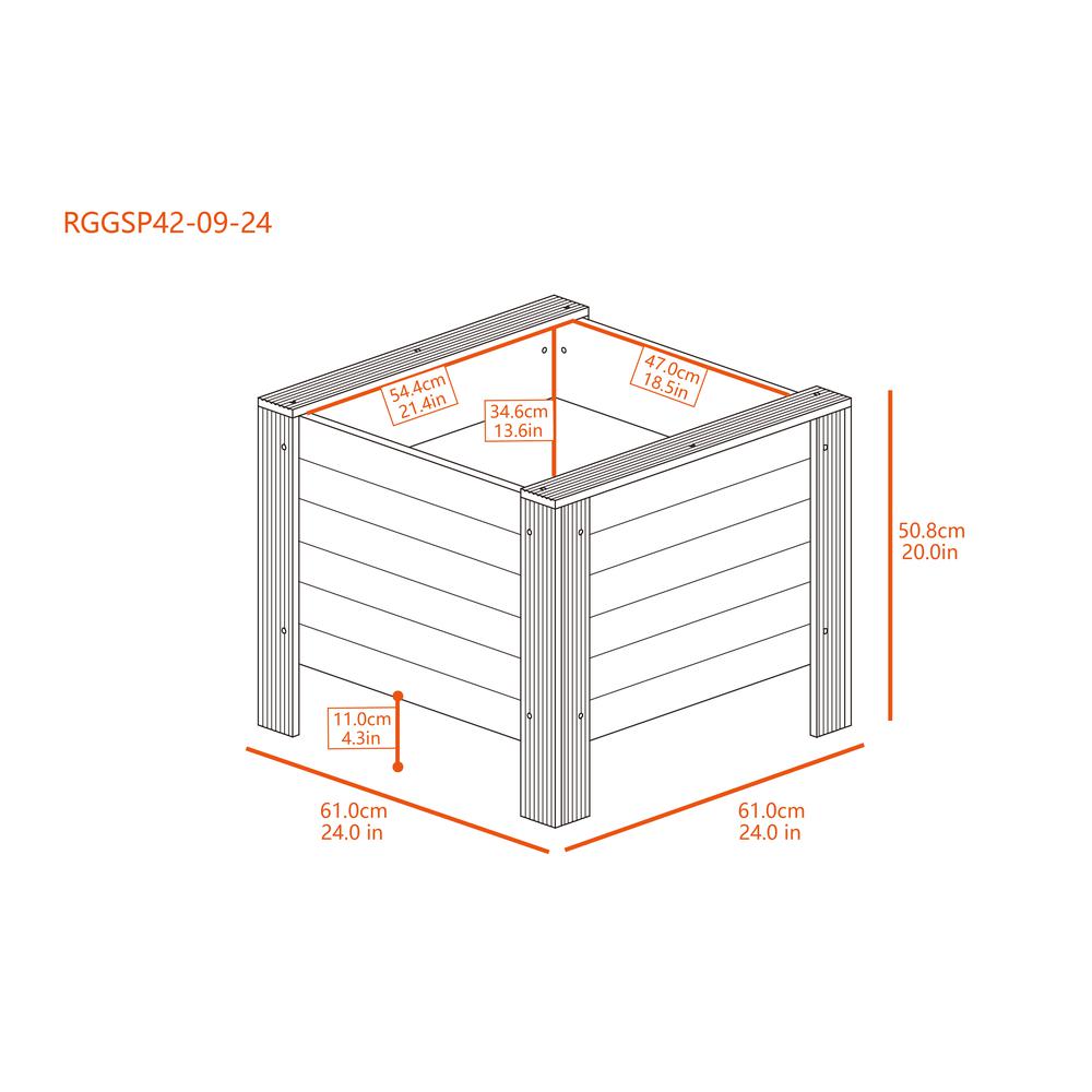 24" ECOFLEX Square Planter, Walnut. Picture 5