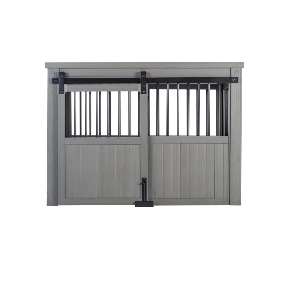 ECOFLEX® Homestead Sliding Barn Door Dog Crate -Grey. Picture 2