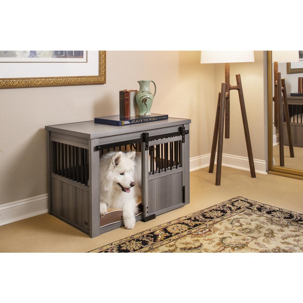 ECOFLEX® Homestead Sliding Barn Door Dog Crate -Grey. Picture 6