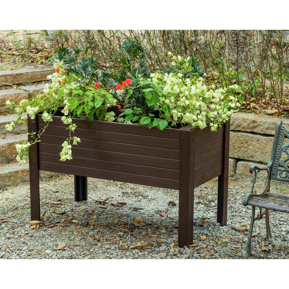 48" ECOFLEX Elevated Planter, Walnut. Picture 8