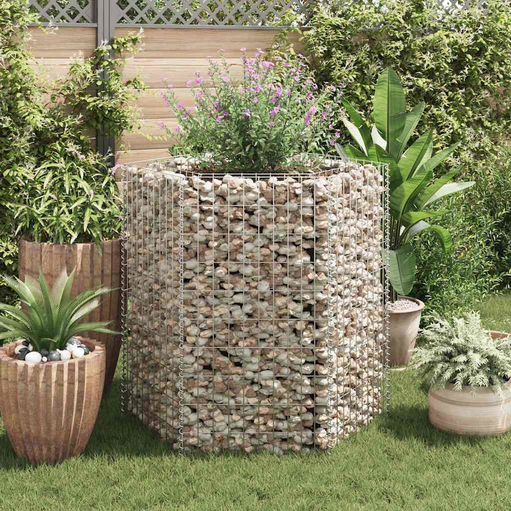 Gabion Raised Bed Silver Galvanized Steel 39.4 x 35.4 x 39.4 in. Picture 4