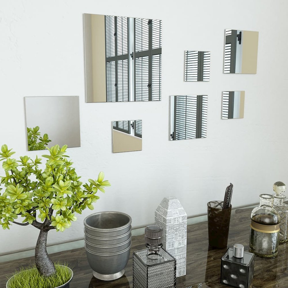 Wall Mirror Set of 7 Transparent Glass Small Decorative Inlays. Picture 4