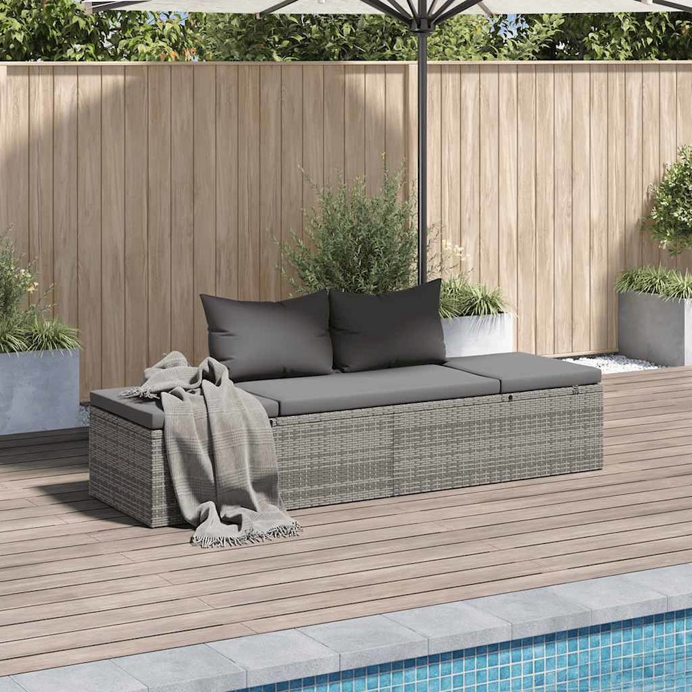 Lounge Bed Gray and dark gray Polyethylene rattan. Picture 4