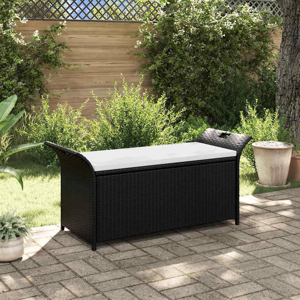 Bench Brown PE rattan Large Storage Bench Rectangular. Picture 4