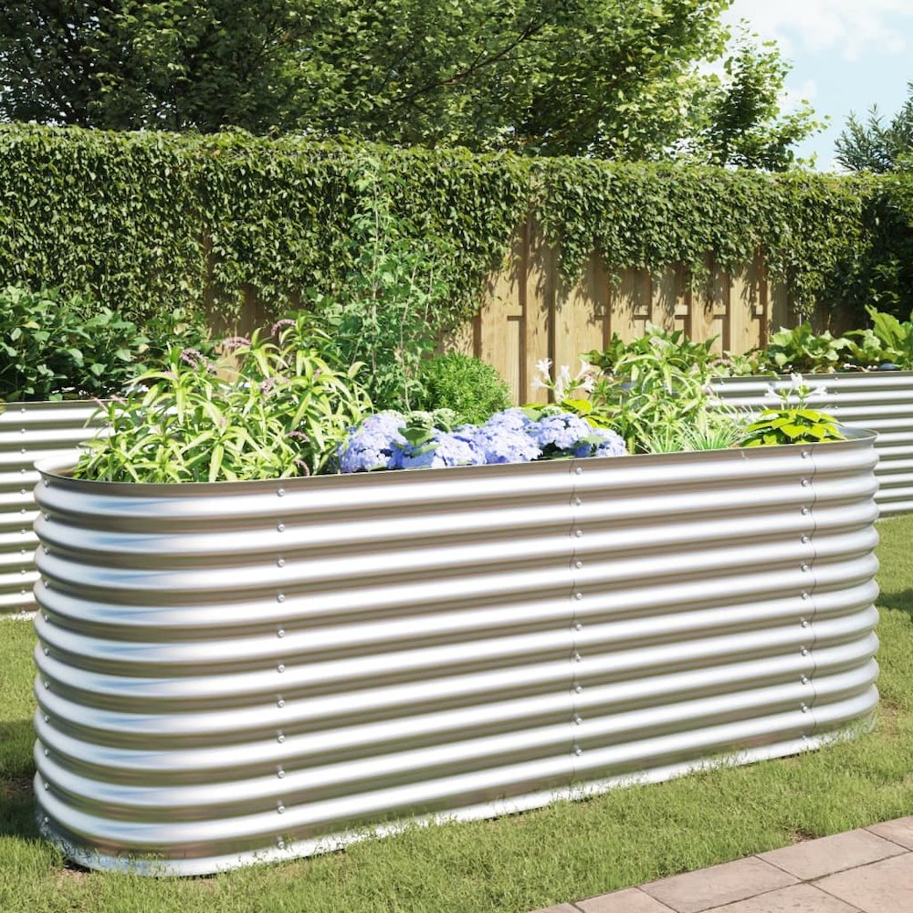 Garden Raised Bed Silver Galvanized steel Large Durable. Picture 4