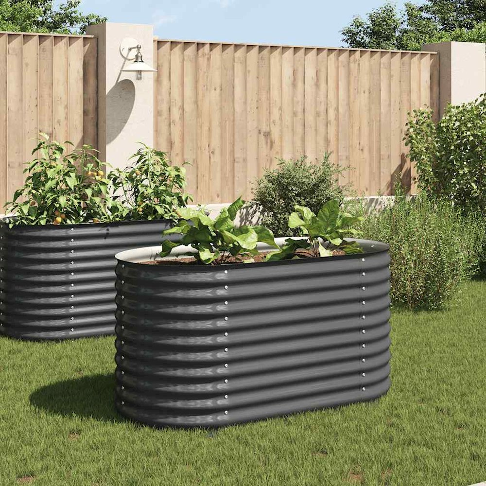 Garden Raised Bed Grey Galvanized Steel 63 x 31.5 x 31.9 in. Picture 4