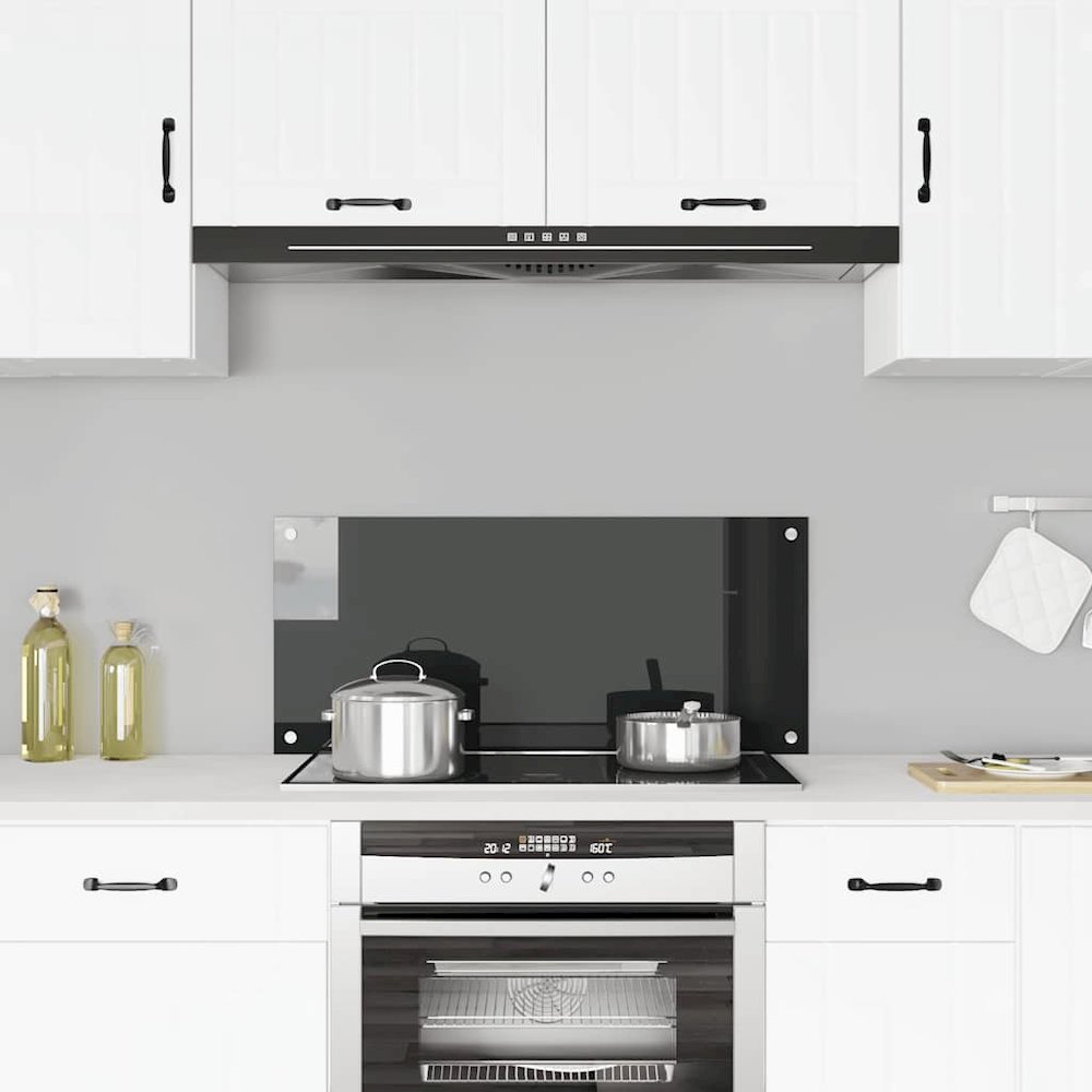 Kitchen Backsplash Black 35.4"x15.7" Tempered Glass. Picture 4