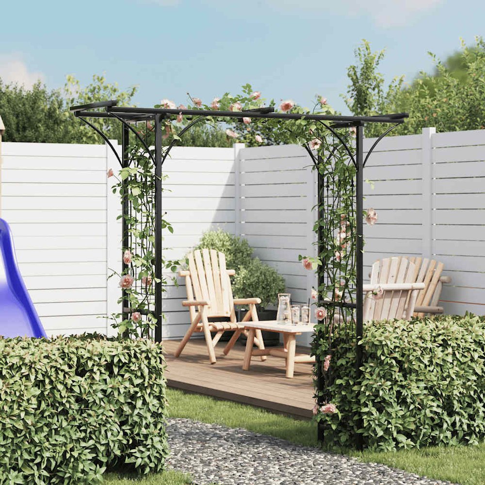 Garden Arch Black Iron 78.7 x 20.5 x 80.3 in Durable. Picture 4