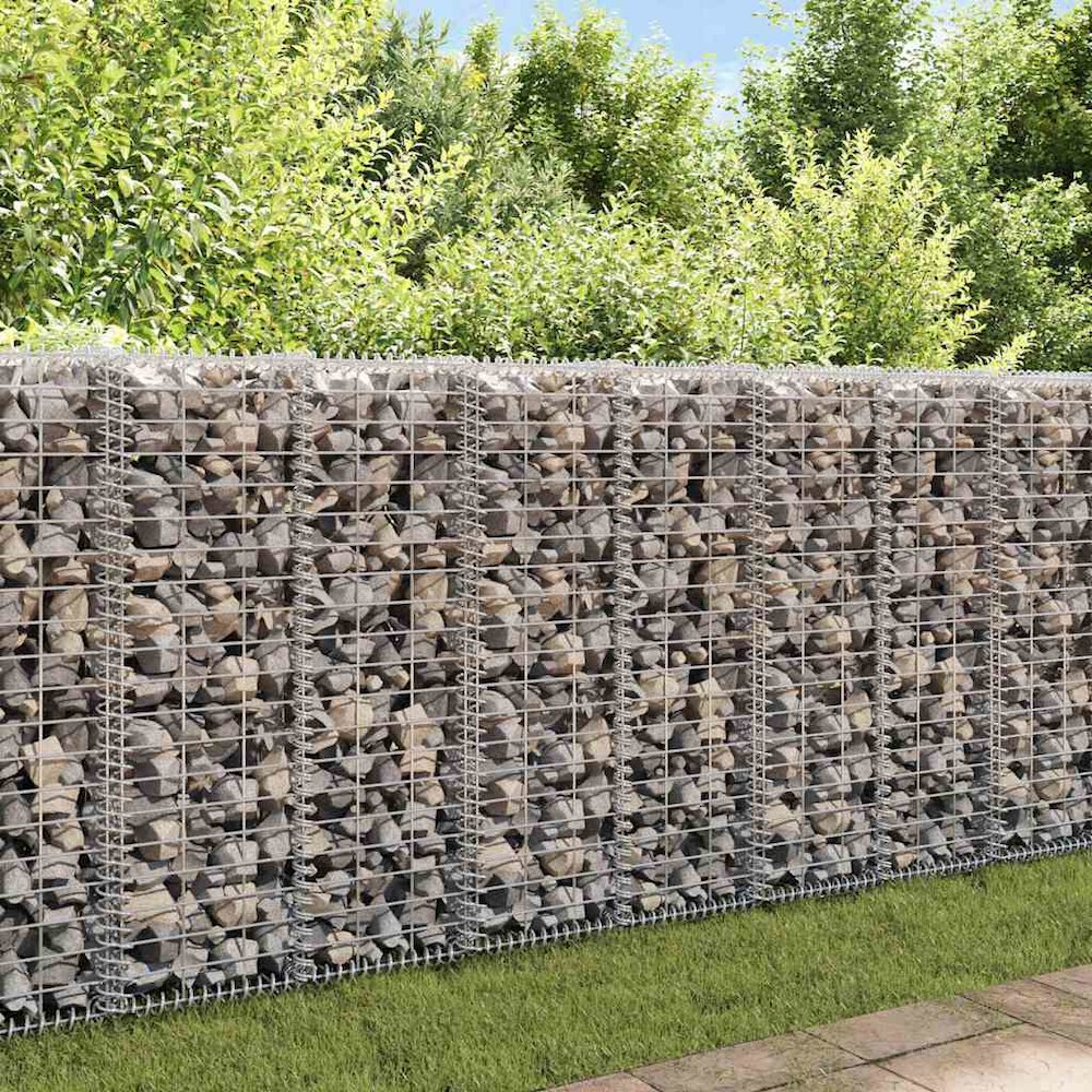 vidaXL Gabion Wall with Covers Galvanized Steel 7.87"x7.87"x39.4", 143575. Picture 4