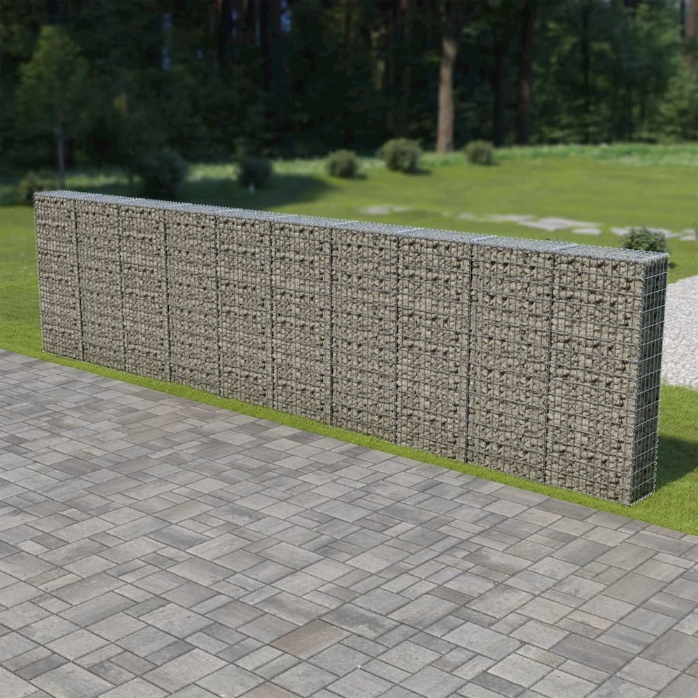 Gabion Wall with Covers Galvanized Steel 236"x11.8"x59". Picture 4