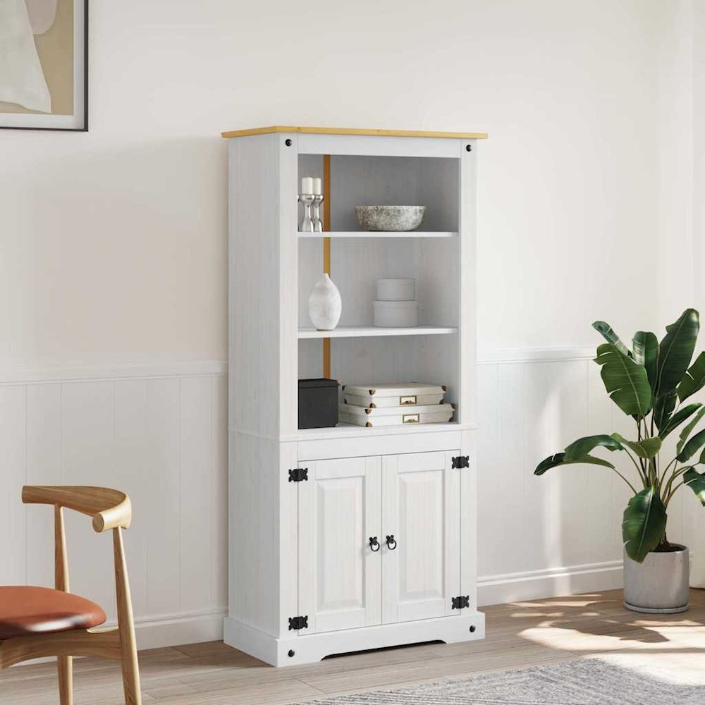 Cupboard Mexican Pine Corona Range White 31.5"x15.7"x66.9". Picture 4