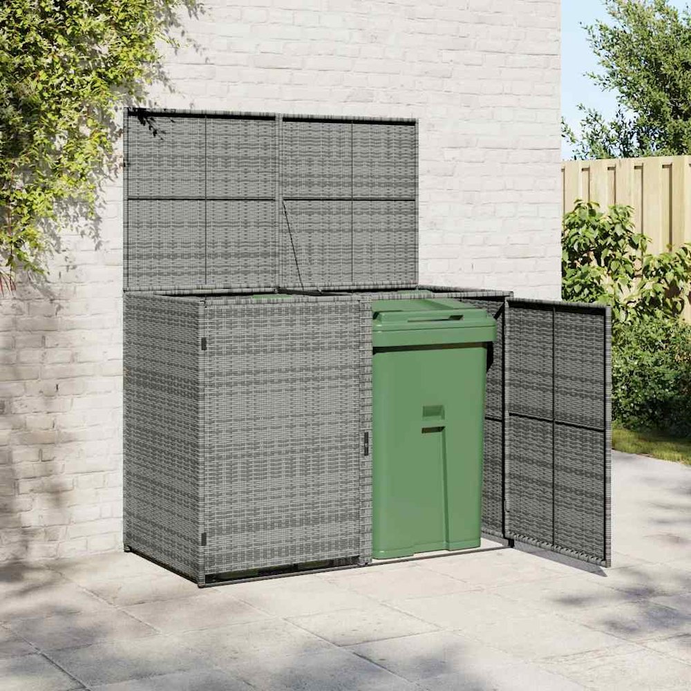 Wheelie Bin Shed Anthracite PE rattan, powder-coated steel. Picture 4