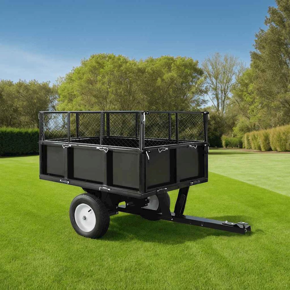 Tipping Trailer Black Steel Large Detachable Tipping Trailer. Picture 4