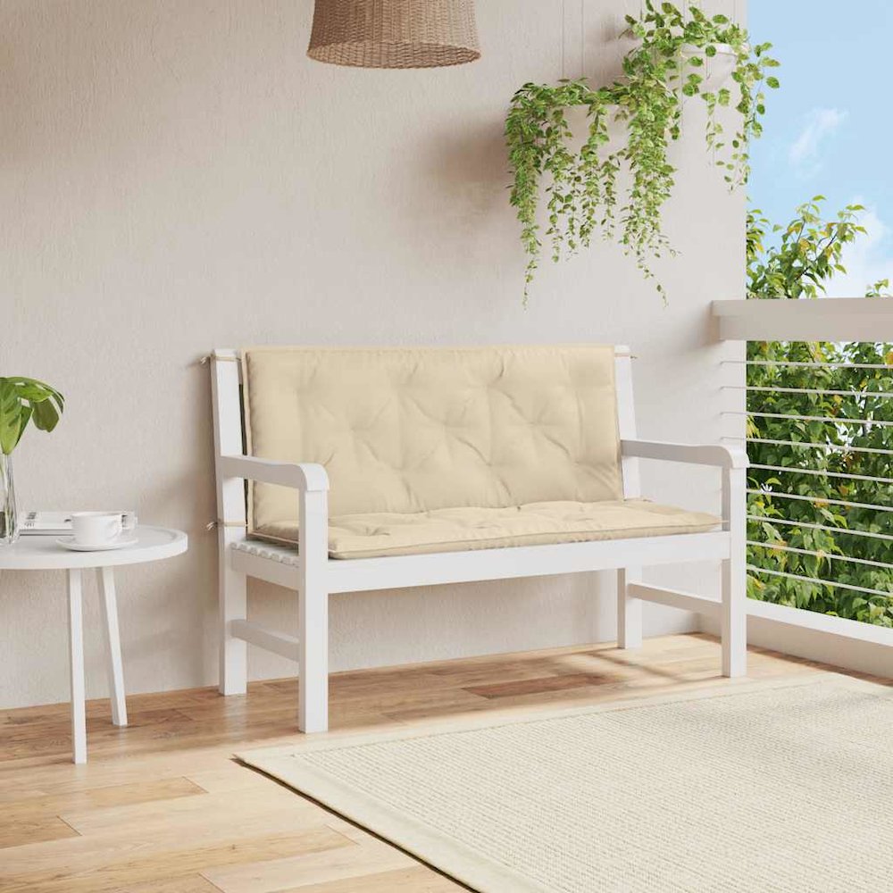 Garden Bench Cushion Set of 2 Beige Oxford fabric (100% polyester). Picture 4
