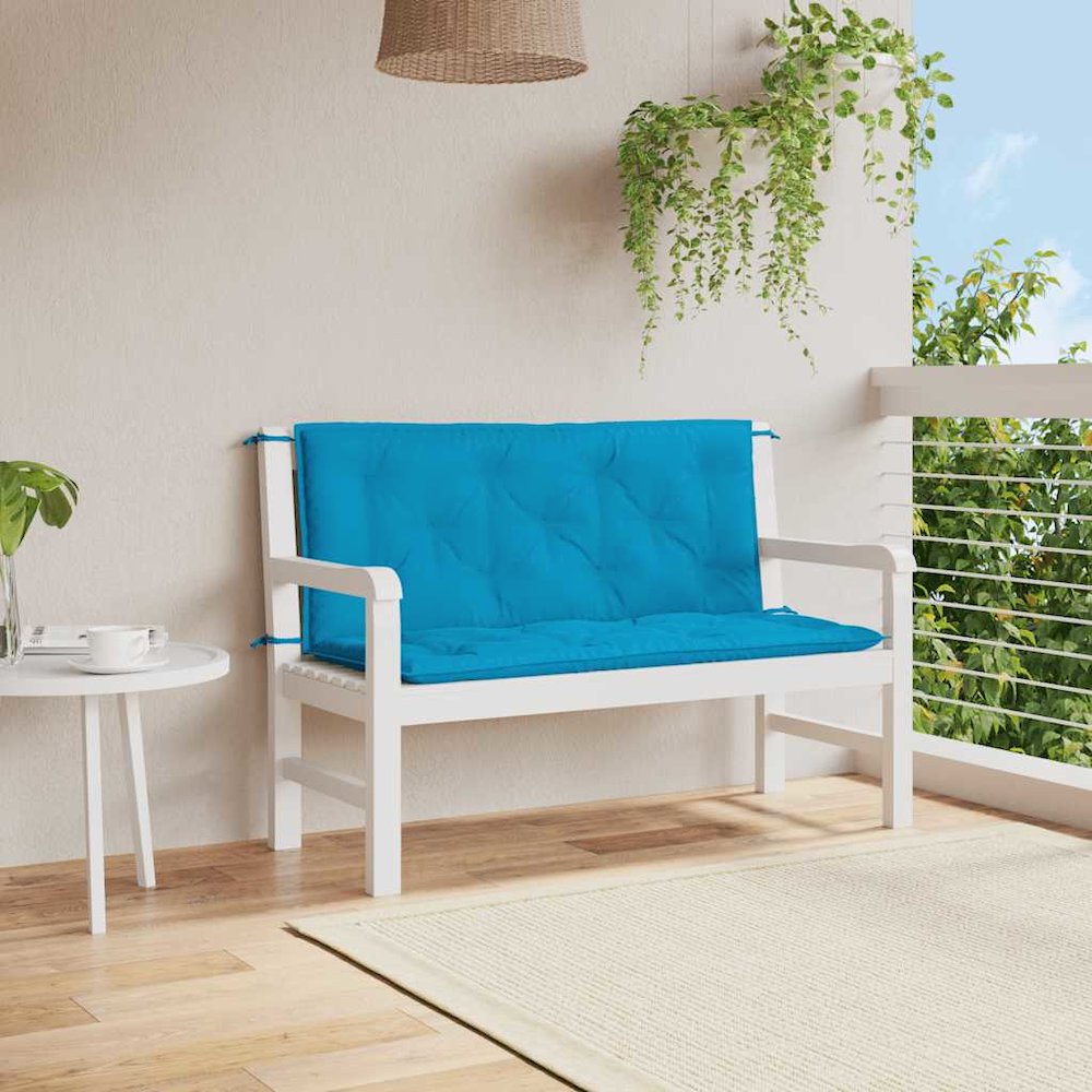 Garden Bench Cushion Set of 2 Light blue. Picture 4