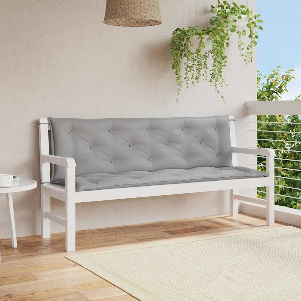 Garden Bench Cushion Set of 2 Grey Oxford fabric (100% polyester). Picture 4